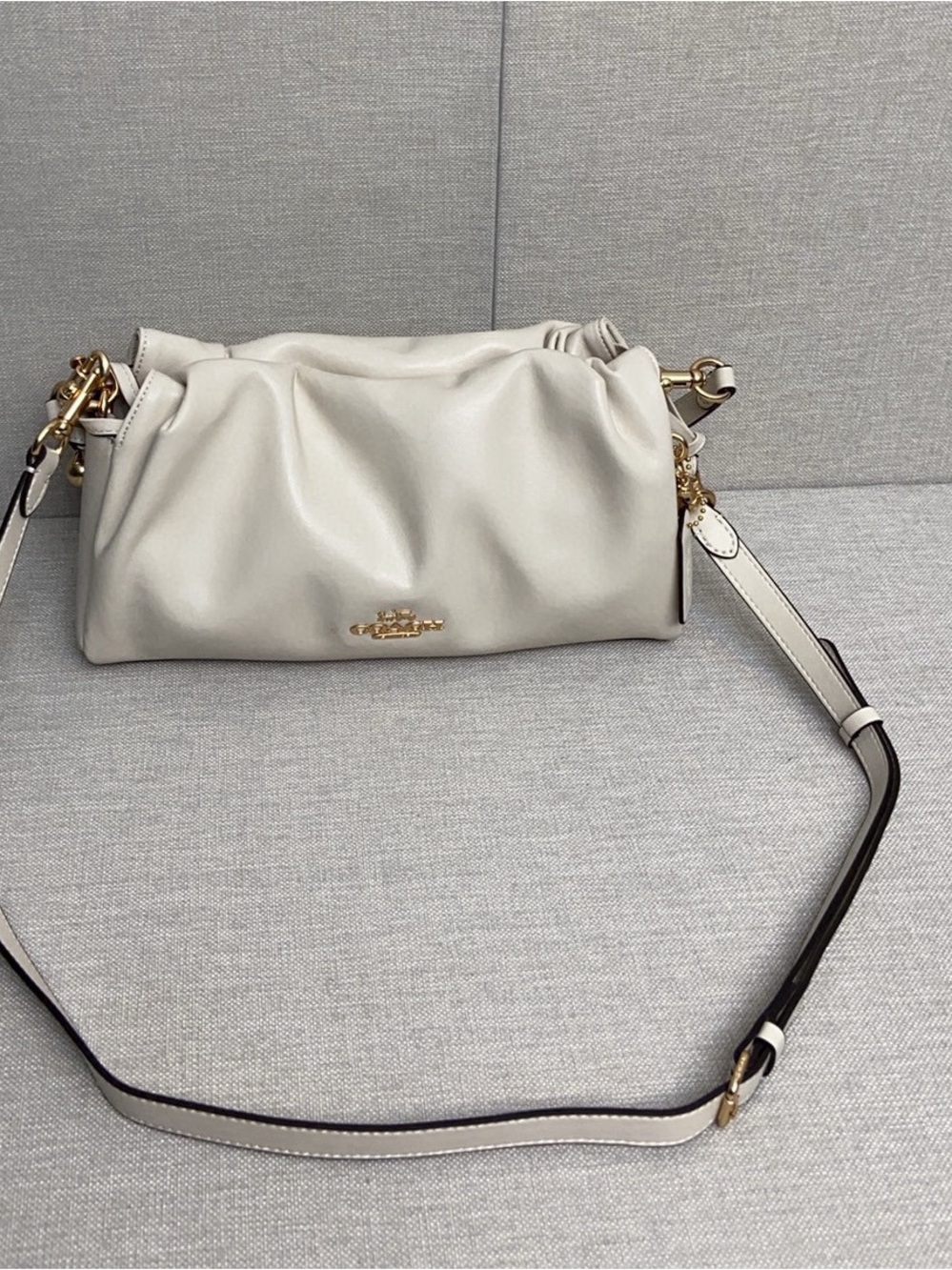 Coach Pebbled Leather Shoulder Bag in Chalk